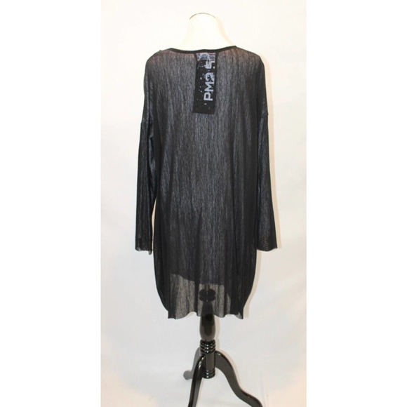 STUDIO B3 Sz 40/42 L XL Black Gray Layered Tunic Writing NWT - Picture 3 of 9